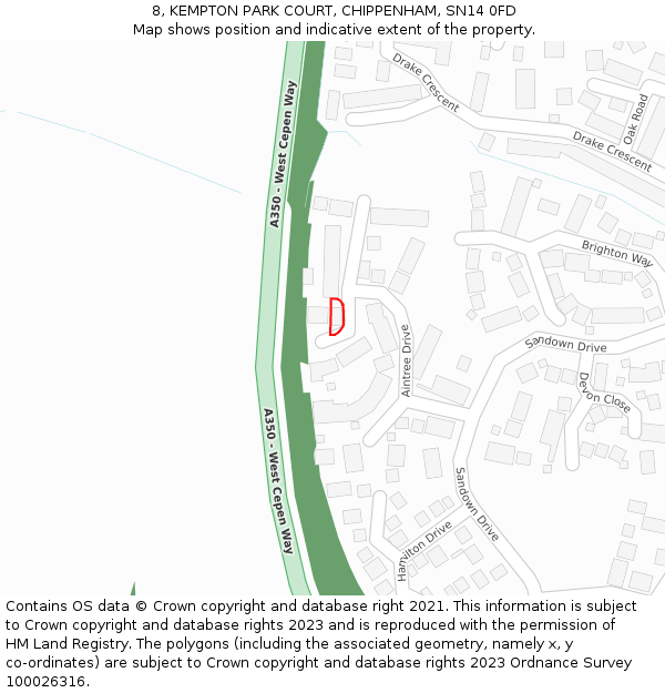 8, KEMPTON PARK COURT, CHIPPENHAM, SN14 0FD: Location map and indicative extent of plot