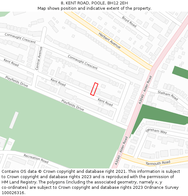 8, KENT ROAD, POOLE, BH12 2EH: Location map and indicative extent of plot
