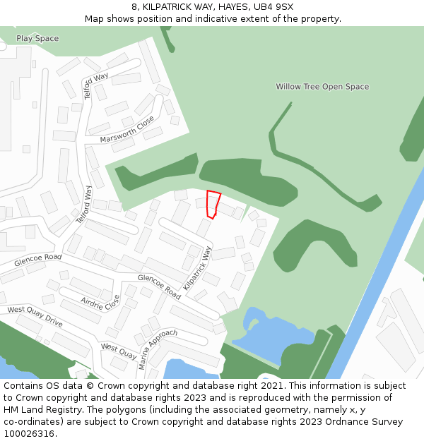 8, KILPATRICK WAY, HAYES, UB4 9SX: Location map and indicative extent of plot