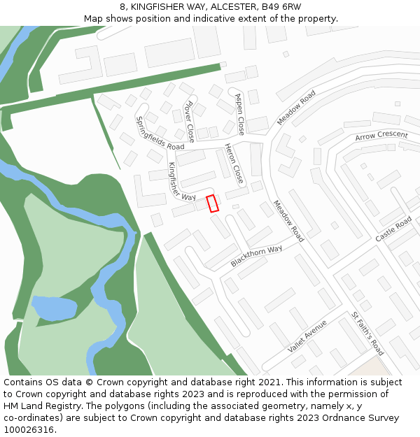 8, KINGFISHER WAY, ALCESTER, B49 6RW: Location map and indicative extent of plot