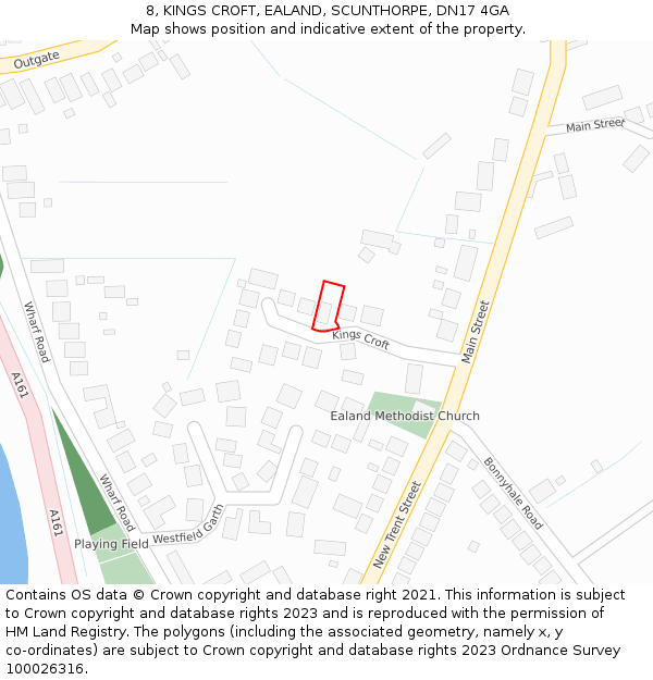 8, KINGS CROFT, EALAND, SCUNTHORPE, DN17 4GA: Location map and indicative extent of plot