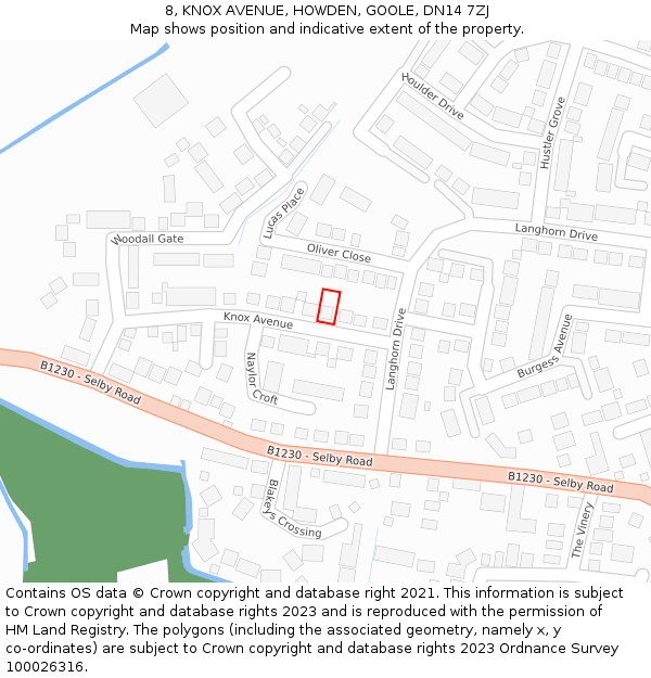 8, KNOX AVENUE, HOWDEN, GOOLE, DN14 7ZJ: Location map and indicative extent of plot