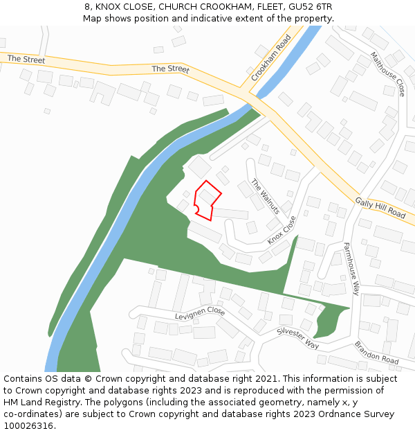 8, KNOX CLOSE, CHURCH CROOKHAM, FLEET, GU52 6TR: Location map and indicative extent of plot