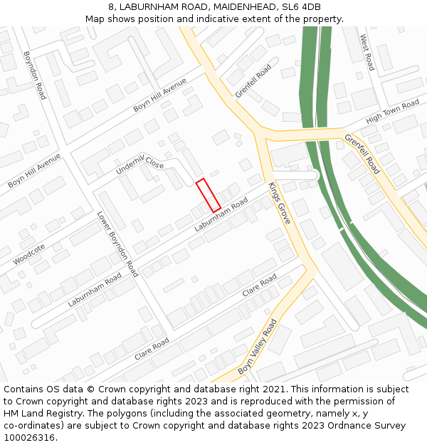 8, LABURNHAM ROAD, MAIDENHEAD, SL6 4DB: Location map and indicative extent of plot