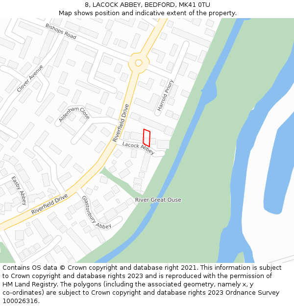 8, LACOCK ABBEY, BEDFORD, MK41 0TU: Location map and indicative extent of plot