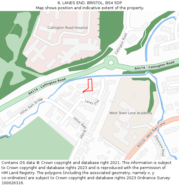8, LANES END, BRISTOL, BS4 5DP: Location map and indicative extent of plot
