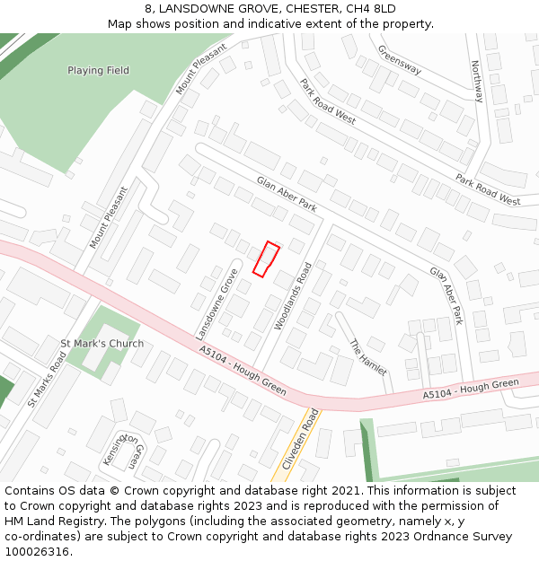 8, LANSDOWNE GROVE, CHESTER, CH4 8LD: Location map and indicative extent of plot
