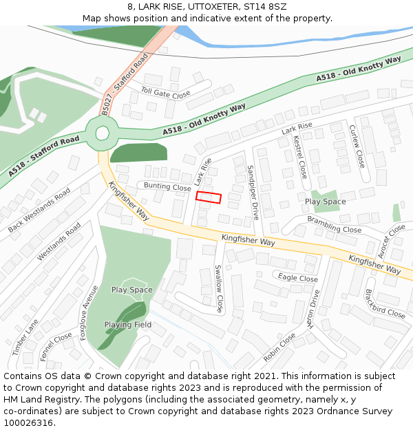 8, LARK RISE, UTTOXETER, ST14 8SZ: Location map and indicative extent of plot