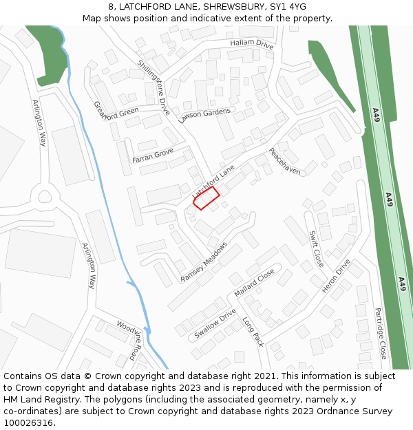 8, LATCHFORD LANE, SHREWSBURY, SY1 4YG: Location map and indicative extent of plot