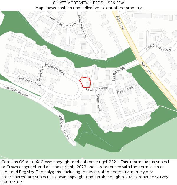 8, LATTIMORE VIEW, LEEDS, LS16 8FW: Location map and indicative extent of plot