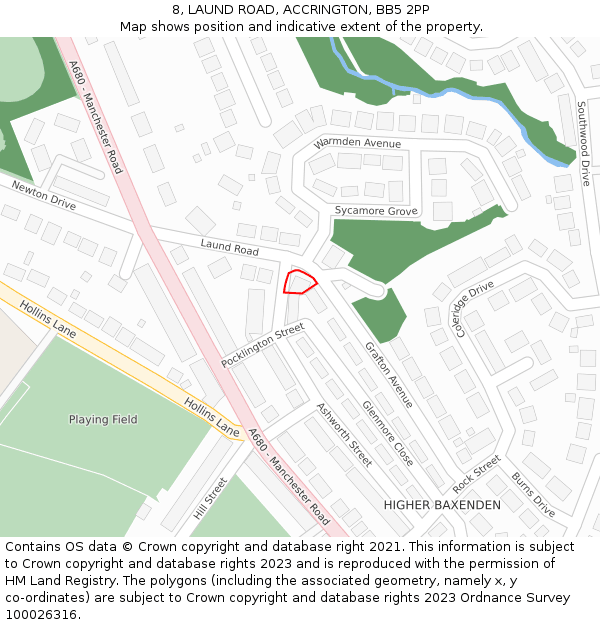 8, LAUND ROAD, ACCRINGTON, BB5 2PP: Location map and indicative extent of plot