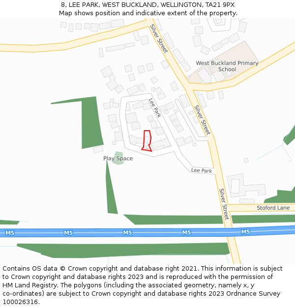 8, LEE PARK, WEST BUCKLAND, WELLINGTON, TA21 9PX: Location map and indicative extent of plot