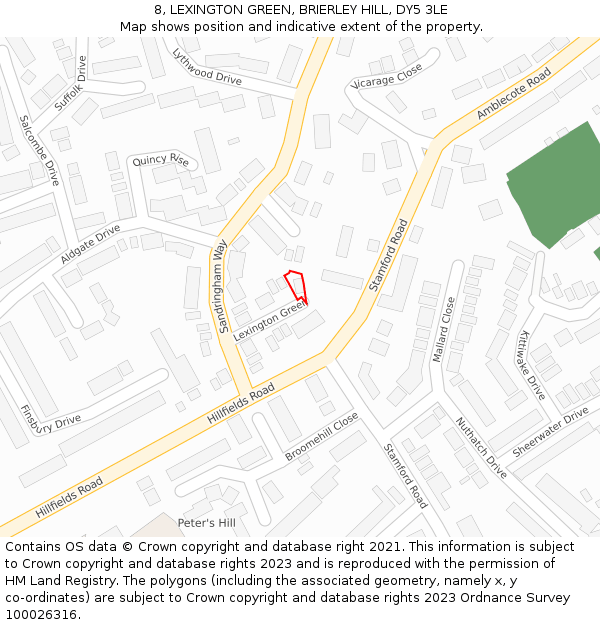 8, LEXINGTON GREEN, BRIERLEY HILL, DY5 3LE: Location map and indicative extent of plot