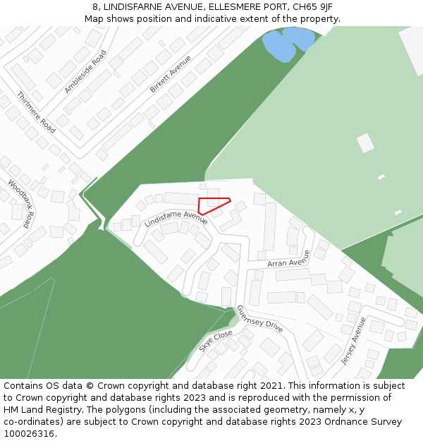 8, LINDISFARNE AVENUE, ELLESMERE PORT, CH65 9JF: Location map and indicative extent of plot