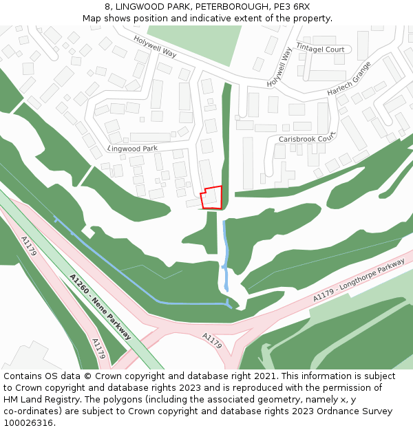 8, LINGWOOD PARK, PETERBOROUGH, PE3 6RX: Location map and indicative extent of plot