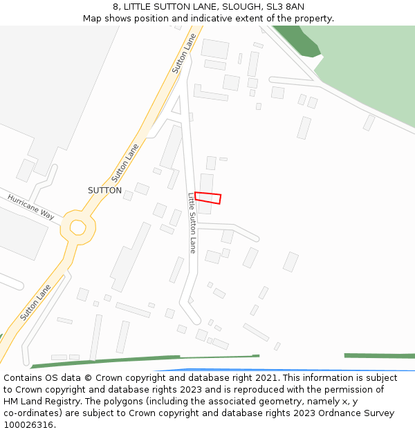 8, LITTLE SUTTON LANE, SLOUGH, SL3 8AN: Location map and indicative extent of plot