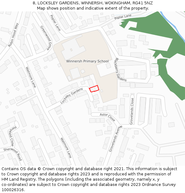 8, LOCKSLEY GARDENS, WINNERSH, WOKINGHAM, RG41 5NZ: Location map and indicative extent of plot