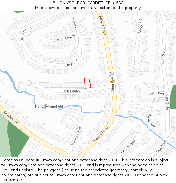 8, LON-YSGUBOR, CARDIFF, CF14 6SG: Location map and indicative extent of plot