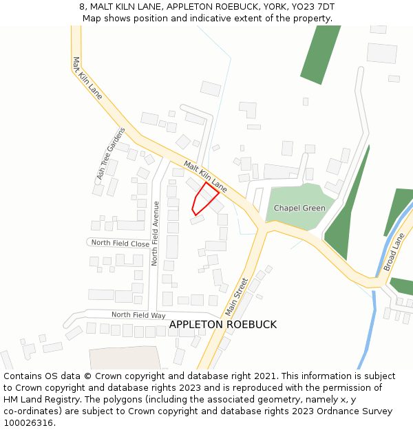8, MALT KILN LANE, APPLETON ROEBUCK, YORK, YO23 7DT: Location map and indicative extent of plot