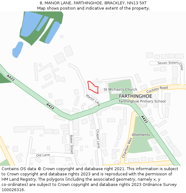 8, MANOR LANE, FARTHINGHOE, BRACKLEY, NN13 5XT: Location map and indicative extent of plot