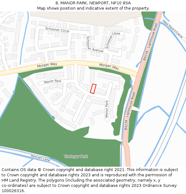 8, MANOR PARK, NEWPORT, NP10 8SA: Location map and indicative extent of plot