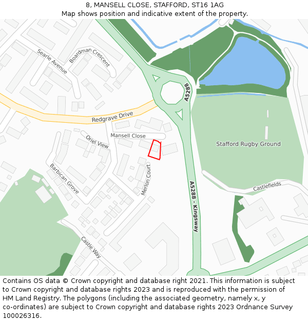 8, MANSELL CLOSE, STAFFORD, ST16 1AG: Location map and indicative extent of plot