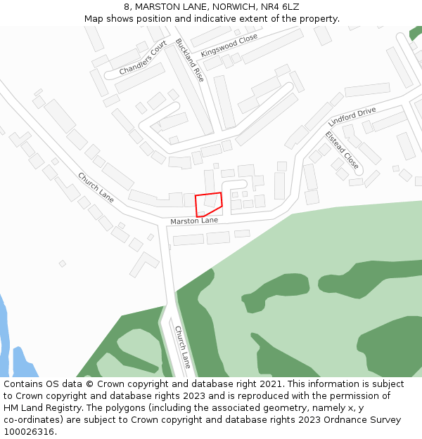 8, MARSTON LANE, NORWICH, NR4 6LZ: Location map and indicative extent of plot