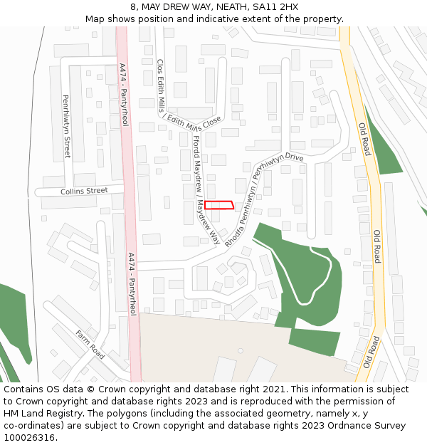 8, MAY DREW WAY, NEATH, SA11 2HX: Location map and indicative extent of plot