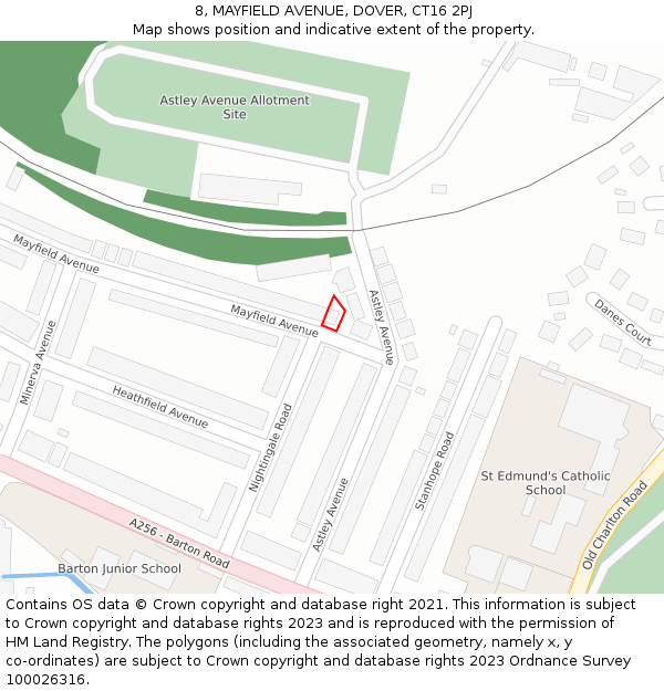 8, MAYFIELD AVENUE, DOVER, CT16 2PJ: Location map and indicative extent of plot