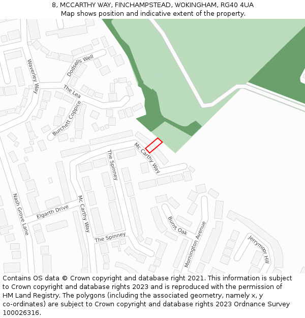 8, MCCARTHY WAY, FINCHAMPSTEAD, WOKINGHAM, RG40 4UA: Location map and indicative extent of plot