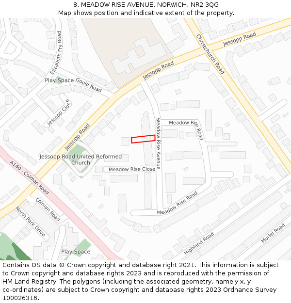 8, MEADOW RISE AVENUE, NORWICH, NR2 3QG: Location map and indicative extent of plot