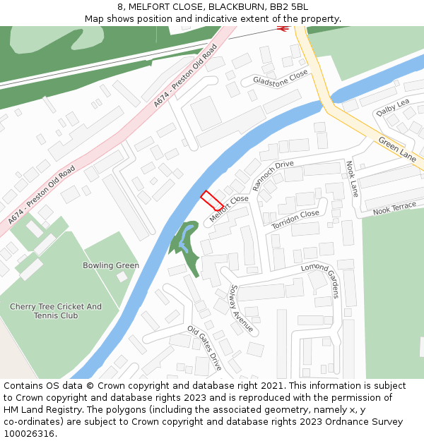 8, MELFORT CLOSE, BLACKBURN, BB2 5BL: Location map and indicative extent of plot