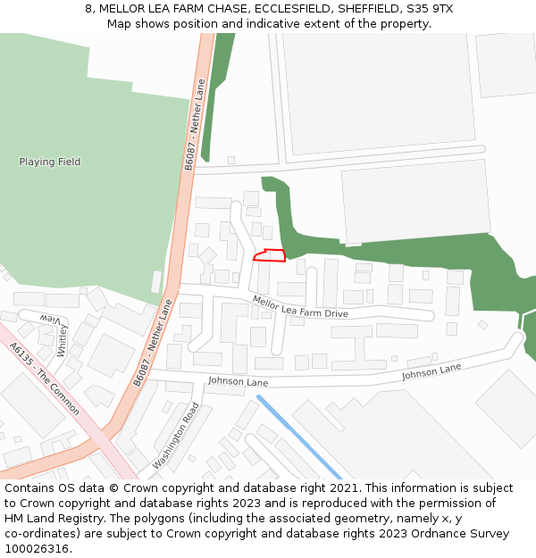 8, MELLOR LEA FARM CHASE, ECCLESFIELD, SHEFFIELD, S35 9TX: Location map and indicative extent of plot