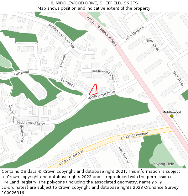 8, MIDDLEWOOD DRIVE, SHEFFIELD, S6 1TS: Location map and indicative extent of plot