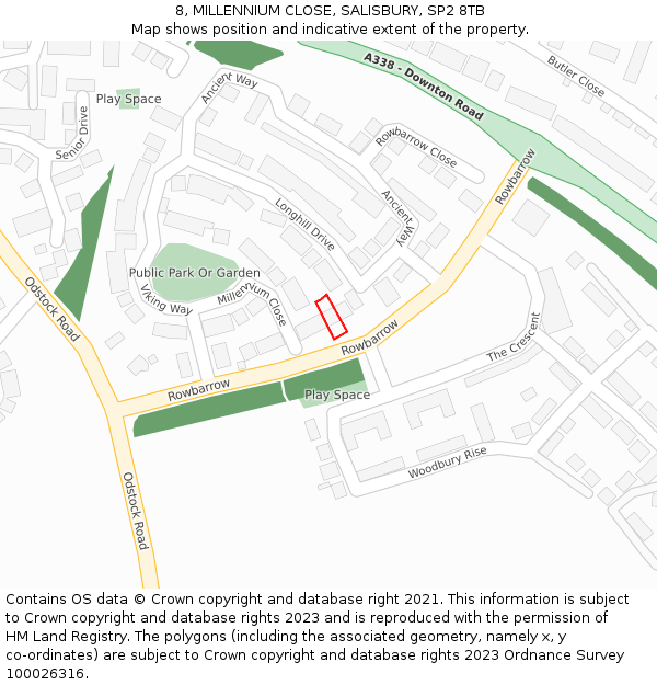 8, MILLENNIUM CLOSE, SALISBURY, SP2 8TB: Location map and indicative extent of plot