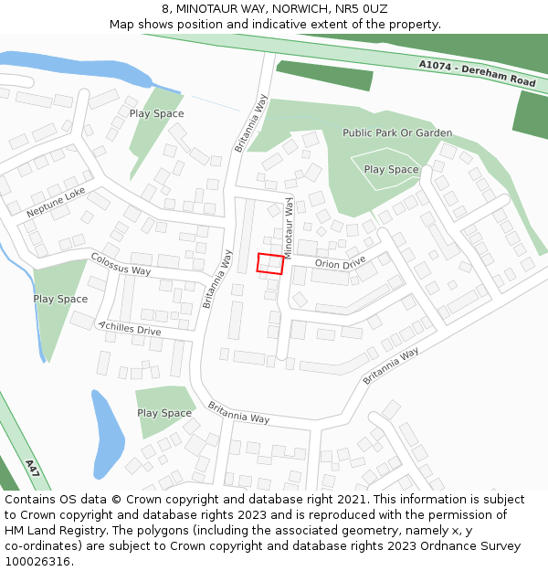 8, MINOTAUR WAY, NORWICH, NR5 0UZ: Location map and indicative extent of plot
