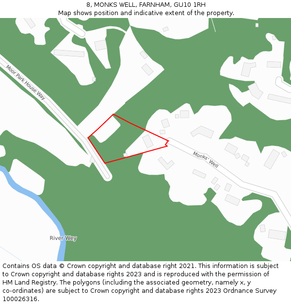 8, MONKS WELL, FARNHAM, GU10 1RH: Location map and indicative extent of plot