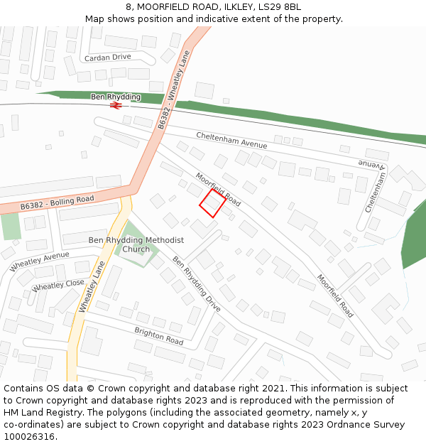 8, MOORFIELD ROAD, ILKLEY, LS29 8BL: Location map and indicative extent of plot