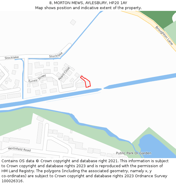 8, MORTON MEWS, AYLESBURY, HP20 1AY: Location map and indicative extent of plot