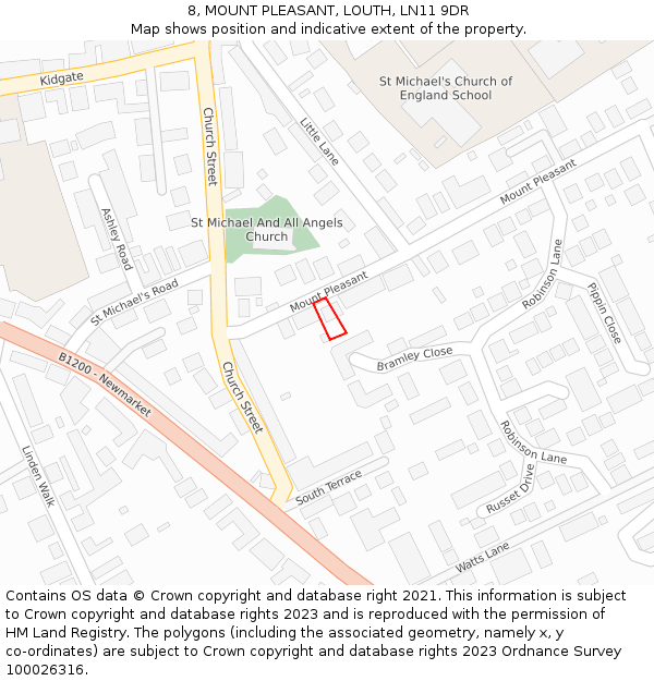 8, MOUNT PLEASANT, LOUTH, LN11 9DR: Location map and indicative extent of plot