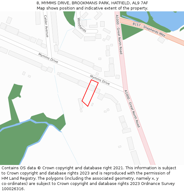 8, MYMMS DRIVE, BROOKMANS PARK, HATFIELD, AL9 7AF: Location map and indicative extent of plot