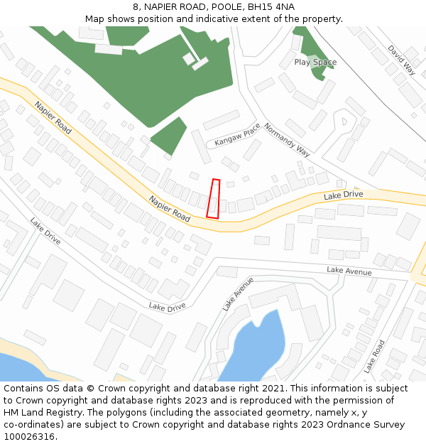 8, NAPIER ROAD, POOLE, BH15 4NA: Location map and indicative extent of plot