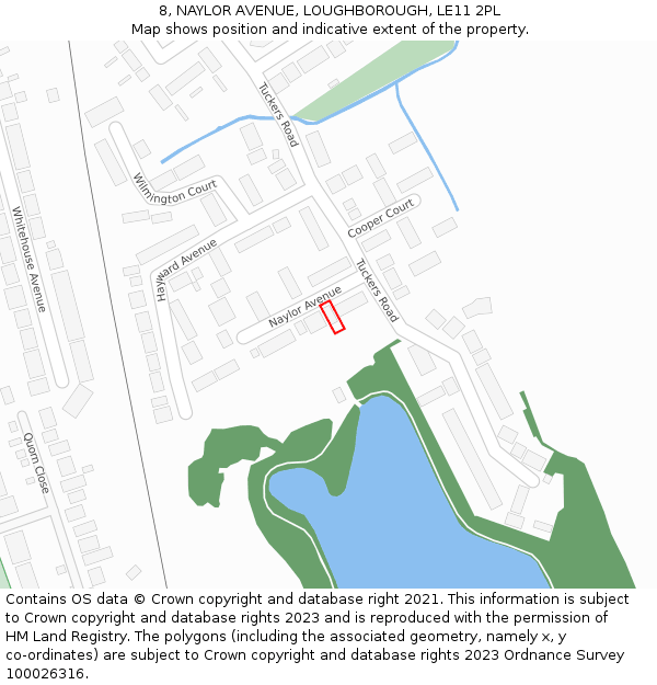 8, NAYLOR AVENUE, LOUGHBOROUGH, LE11 2PL: Location map and indicative extent of plot
