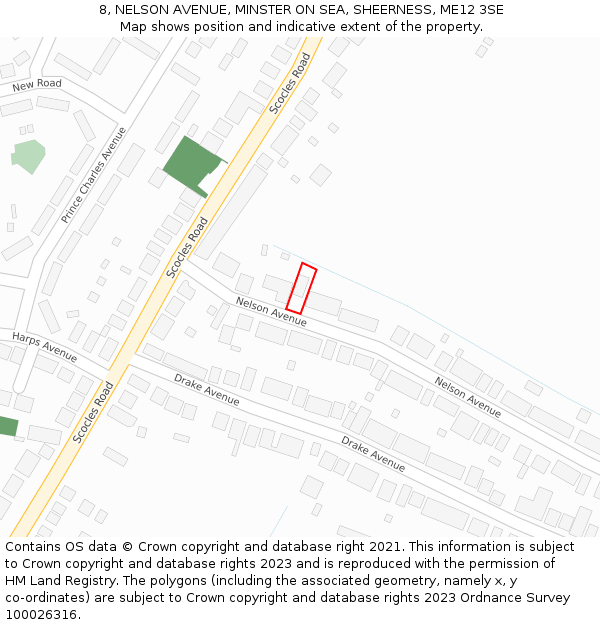 8, NELSON AVENUE, MINSTER ON SEA, SHEERNESS, ME12 3SE: Location map and indicative extent of plot