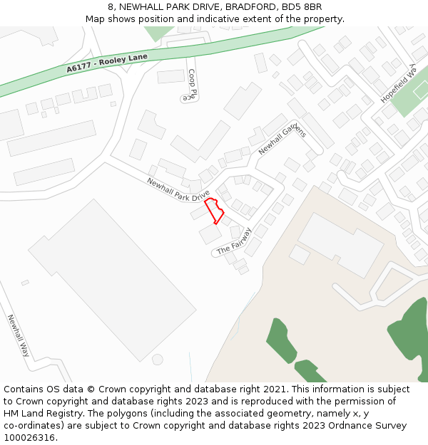 8, NEWHALL PARK DRIVE, BRADFORD, BD5 8BR: Location map and indicative extent of plot