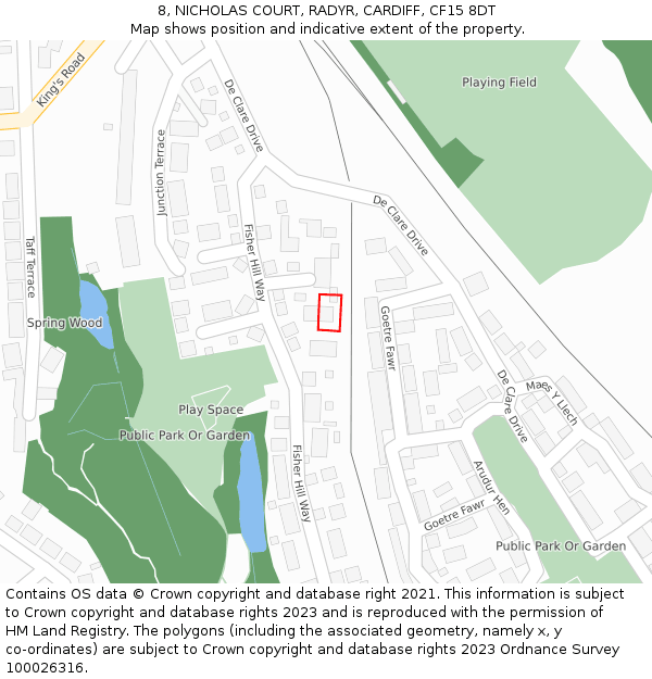 8, NICHOLAS COURT, RADYR, CARDIFF, CF15 8DT: Location map and indicative extent of plot