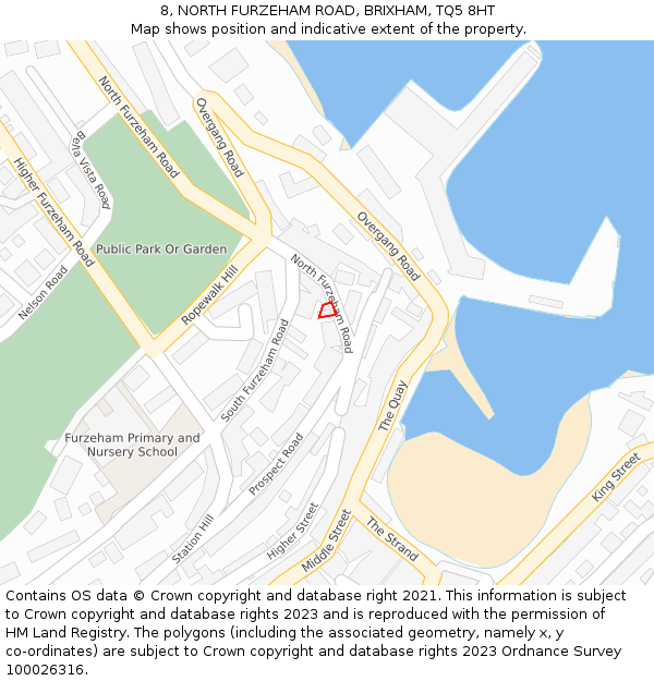 8, NORTH FURZEHAM ROAD, BRIXHAM, TQ5 8HT: Location map and indicative extent of plot