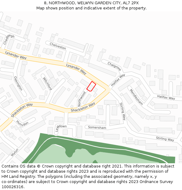 8, NORTHWOOD, WELWYN GARDEN CITY, AL7 2PX: Location map and indicative extent of plot