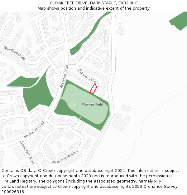 8, OAK TREE DRIVE, BARNSTAPLE, EX32 0HE: Location map and indicative extent of plot