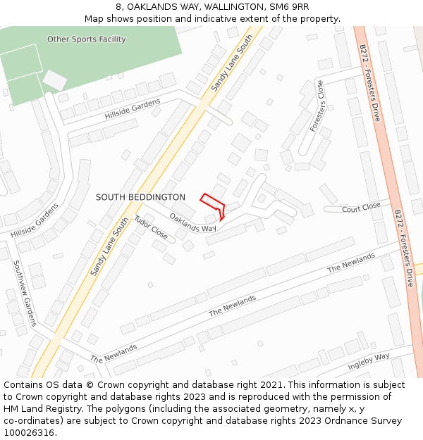 8, OAKLANDS WAY, WALLINGTON, SM6 9RR: Location map and indicative extent of plot